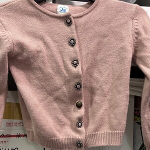 Charabia Pink Button-Up Girl Cardigan Knit Sweater